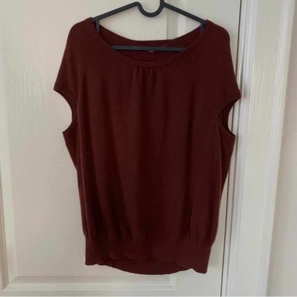 NWOT Comptoir Des Cotonniers Brown Cashmere Crew Neck Sleeveless Sweater Size 2